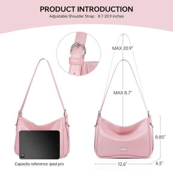 8673 LA FESTIN Hobo Bag Purse Ivory Pink Crossbody Shoulder Bag